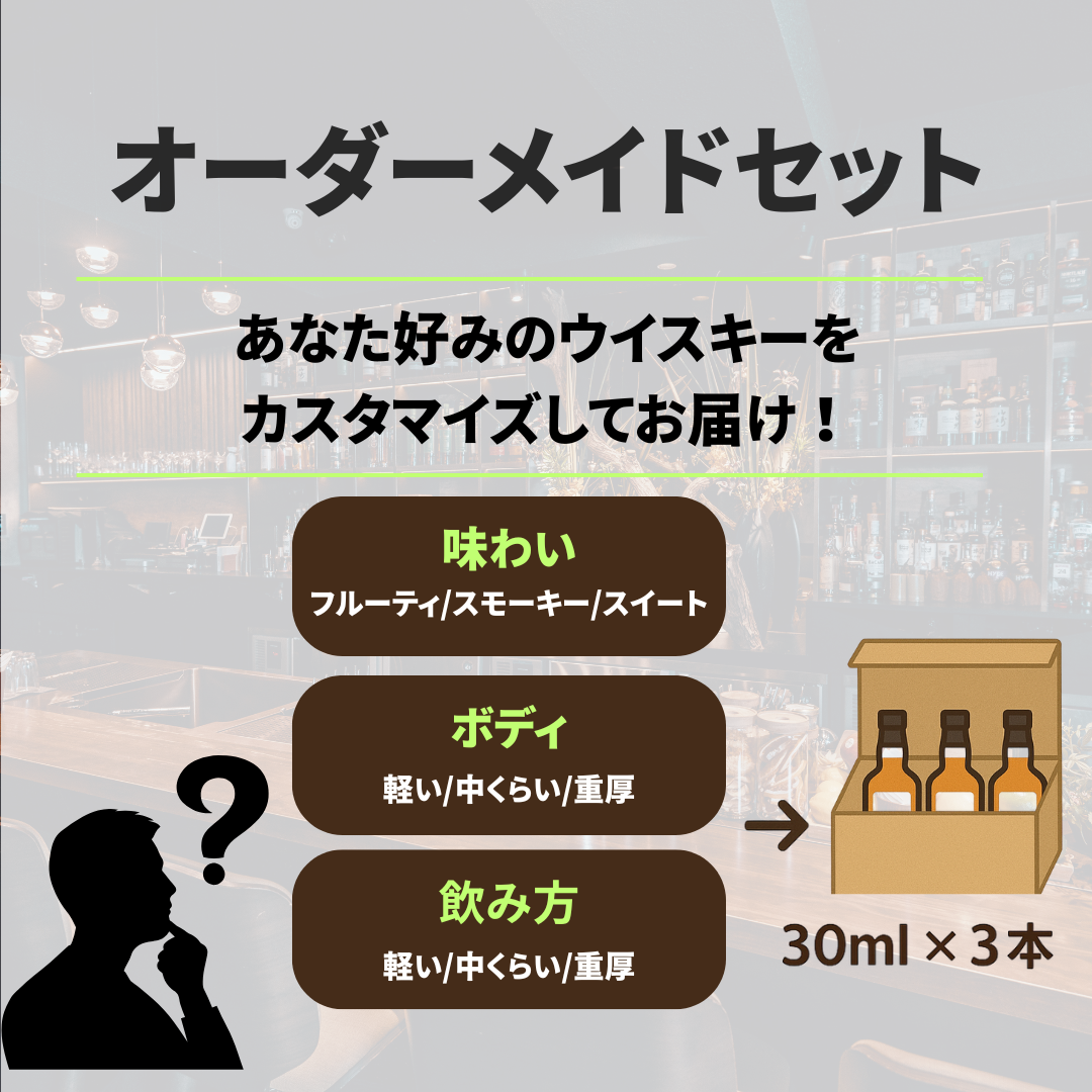 「自分の好き」がわかるウイスキー体験 | オーダーメイドウイスキーセット（30ml×3本）